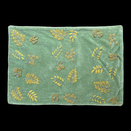 Housse de coussin en velours brodé de fleurs