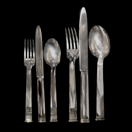 76-piece cutlery set, Commodore model, Christofle solid silver, Cardeilhac