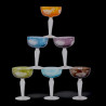 6 champagne glasses flower pattern assorted colors