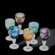 6 Assorted colored and geometric pattern wine glasses