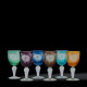 6 Verres à vin motif pivoines couleurs assorties