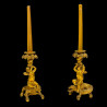 Gilt bronze putti candlesticks in the style of Henri Picard, 19th