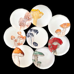 Mushroom Dessert Plate Set for 8