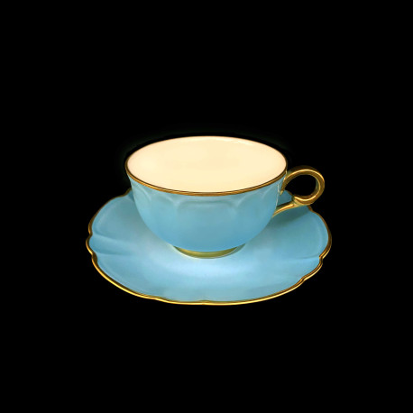 Porcelain Tea Cup and Saucer in Turquoise Mozart Collection