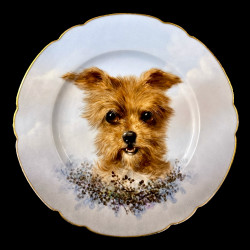 Limoges hand painted porcelain dog set, Escalier de Cristal, XIXe