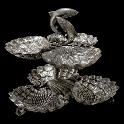 Silver-Plated Seafood Platter, Franco Lapini, Italy, 20th Century