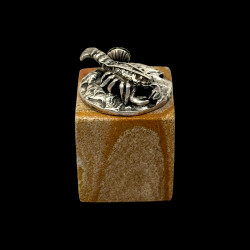 6 Marine-themed card holders in sterling silver hardstone bases by Buccellati