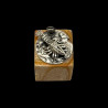 6 Marine-themed card holders in sterling silver hardstone bases by Buccellati