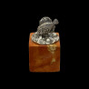 6 Marine-themed card holders in sterling silver hardstone bases by Buccellati
