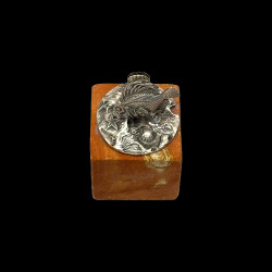 6 Marine-themed card holders in sterling silver hardstone bases by Buccellati