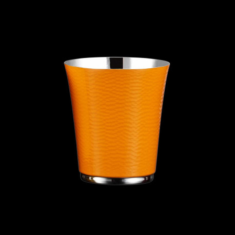 Silver-plated enamelled hammered tumbler - Orange