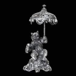 19th century bronze sculpture, Bear with an umbrella, signed Fratin