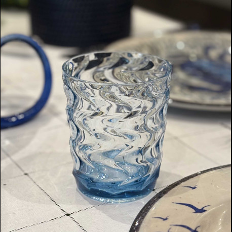 Verre à eau acrylique Vagues bleu