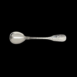 Petite cuillère à sel en argent massif martelé