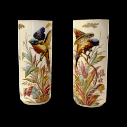 Pair of hand-painted faience vases, Creil & Montereau, circa 1876–1884