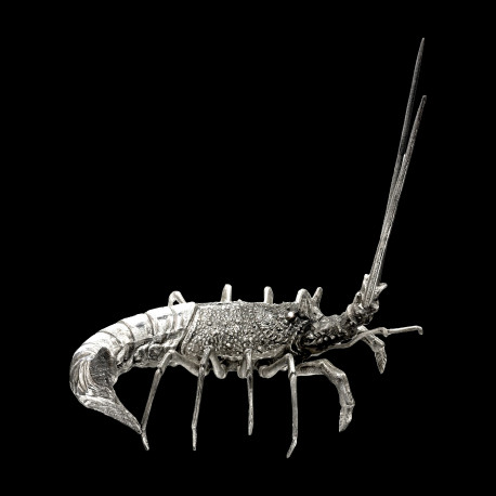 Langouste sculpture en fonte argentée Mauro Manetti L 43 x 30 cm H 44 cm