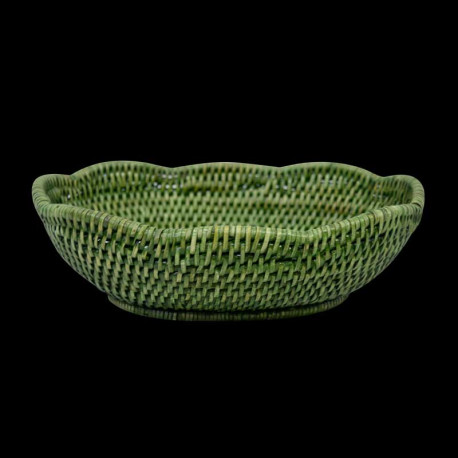 Green rattan basket