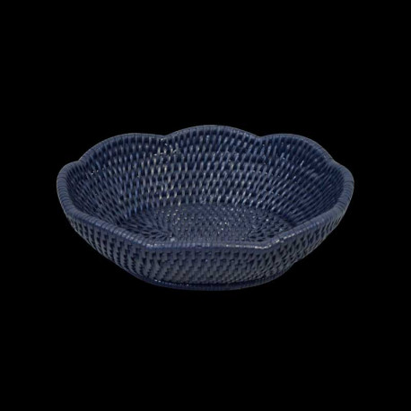 Petite corbeille rotin bleu