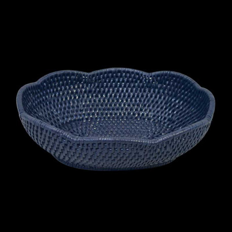 Corbeille rotin bleu