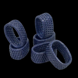 6 Ronds de serviette rotin bleu