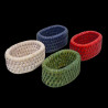 6 Blue rattan napkin rings