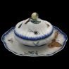 Bracquemond covered sauceboat with fixed tray butterfly and insect design