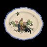 Plat ovale Bracquemond motif de coq, fleurs et papillons 43 X 36,5 cm