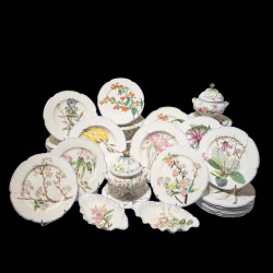 57 Dinner Plates, in French Faience Choisy-le-Roi, 19th Century