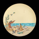 Plates with Japonism scenes, enameled earthenware, Vieillard manufactory, circa 1880