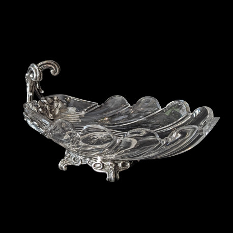 Christofle 19th-Century Crystal Bowl with Rococo Silver Mount