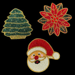 Dessous de verre perlé Poinsettia  Christmas Time