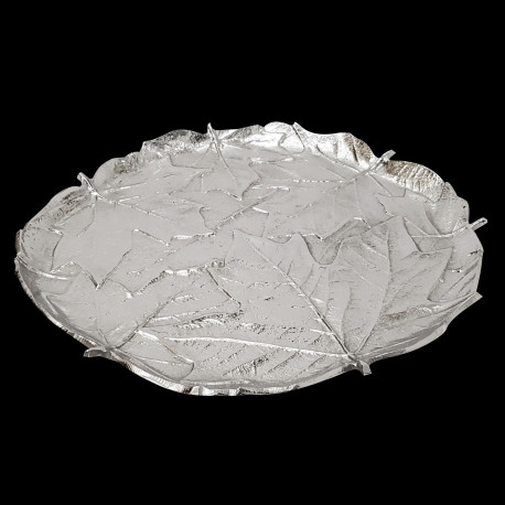 Plat rond argenté Feuille d'érable