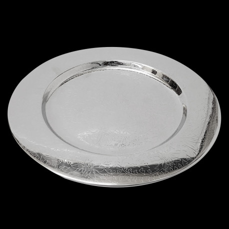 Flowered silver charger plate