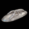 Silverplated metal serving dish with large lobster by Franco Lapini, circa 1970