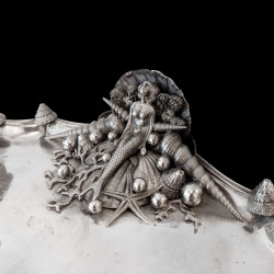 Pewter presentation platter with a mermaid by Piero Figura