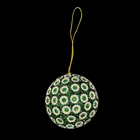 Boule perlée verte Trésor Christmas Time