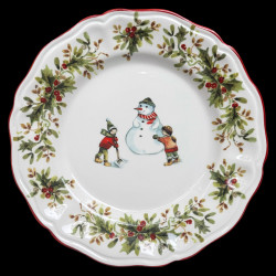 Assiette de table faïence Bonhomme de neige et enfants Red Nose