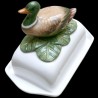 Majolica duck butter dish