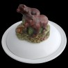 Majolica bear covered soup plate