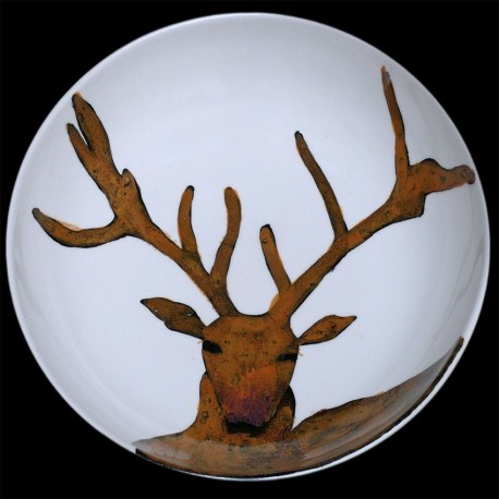 Cerf Grand plat rond creux D 38 cm