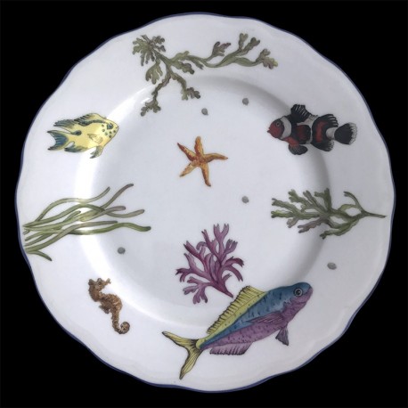 Assiette dessert poissons porcelaine de Limoges