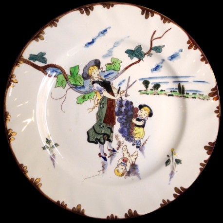 Dessert plate "Le Parisien" 19th century Creil