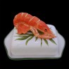 Majolica crayfish butter dish