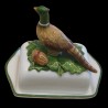 Majolica pheasant butter dish