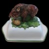 Majolica wild boar butter dish