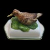 Majolica woodcock butter dish