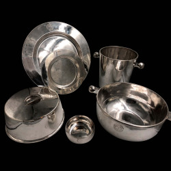 Plat de présentation 35 cm CGT  paquebot Normandie design Luc Lanel 1ère classe métal argenté