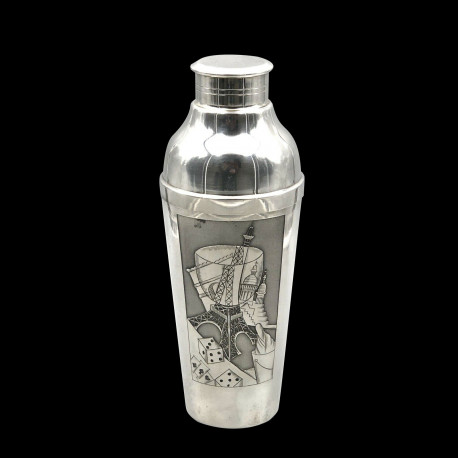 silver plated shaker with casino and Paris decord