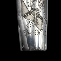 silver plated shaker with casino and Paris decord