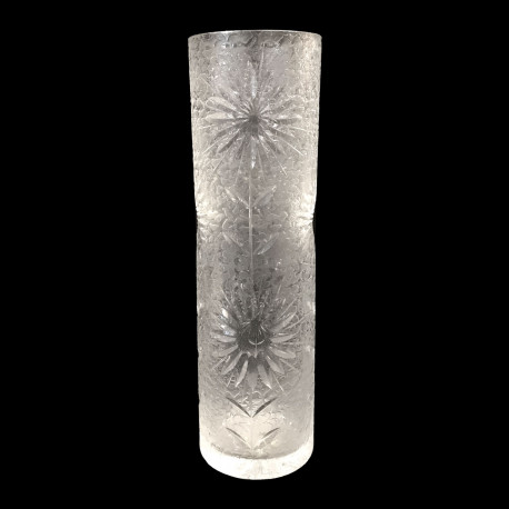 High vase engraved with flowers in Saint-Louis crystal